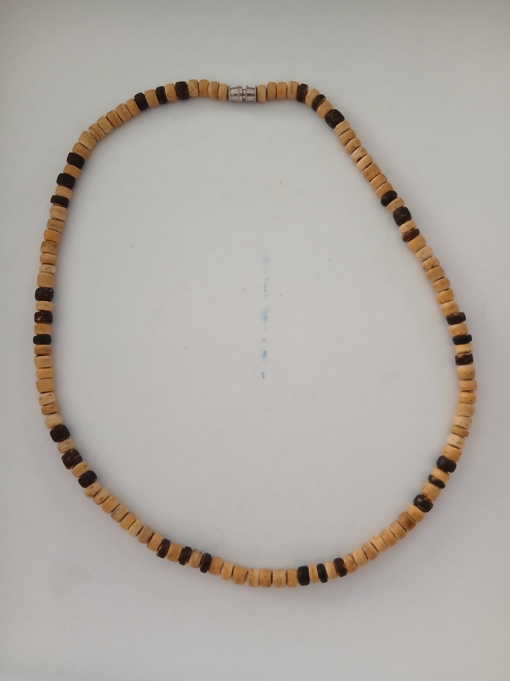 Handcrafted Tan & Dark Brown Wood Bead Necklace